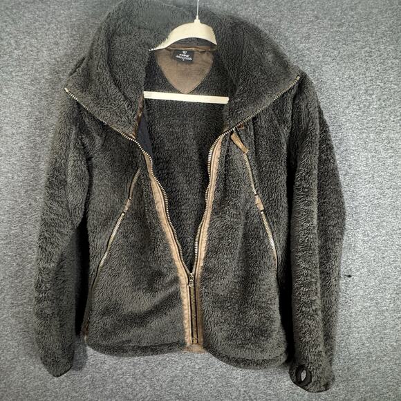KUHL Flight Jacket Women’s Small Brown Sherpa Fleece Zip-Up Hooded Outdoor Coat - Picture 1 of 14